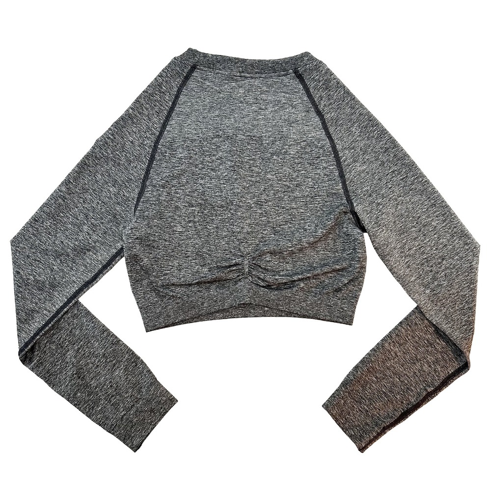 GYMSHARK Adapt Marl Seamless Long Sleeve Crop Top NWT • Medium • gray, black - Picture 5 of 9